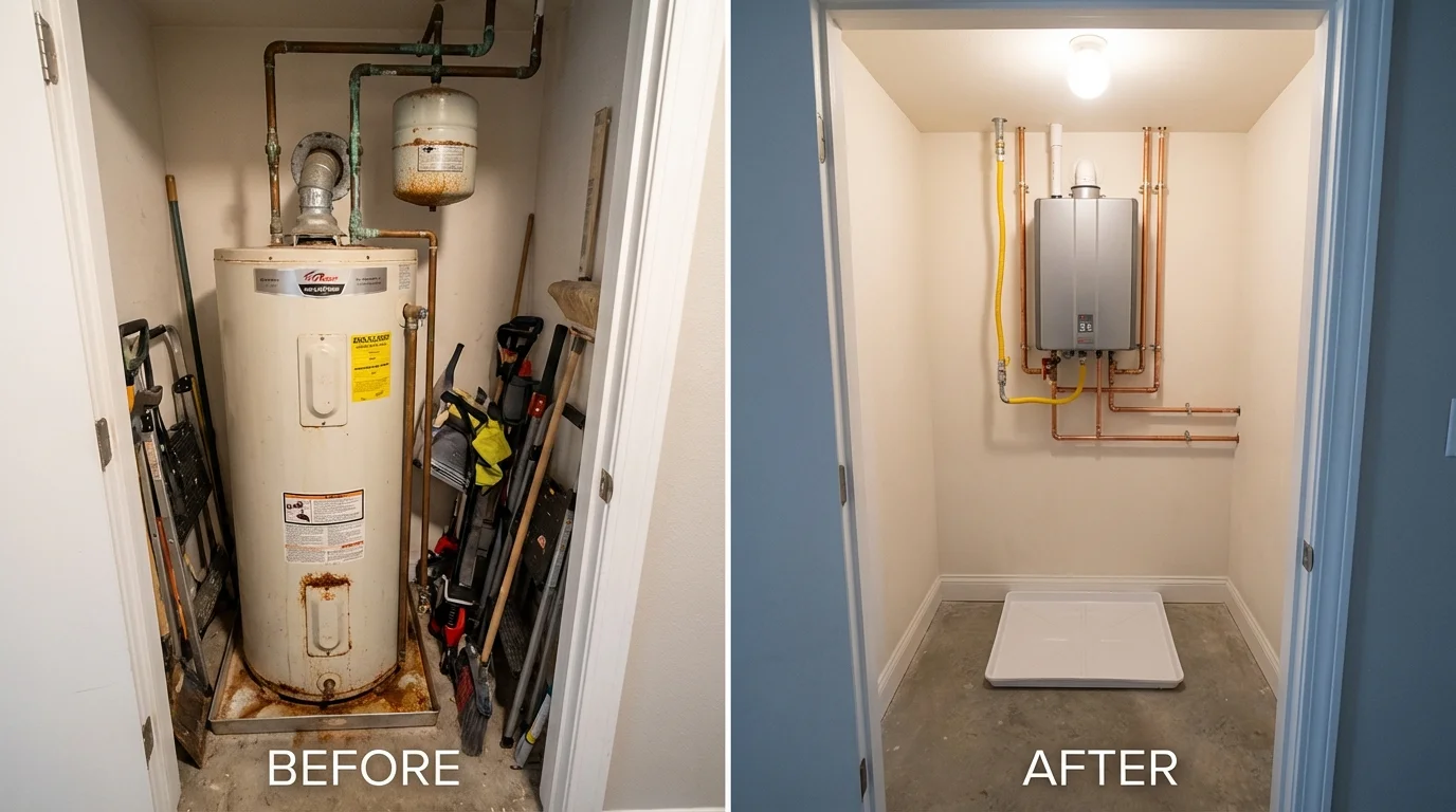 Tank water heater versus wall-mounted tankless unit comparison for Amite, LA homeowners